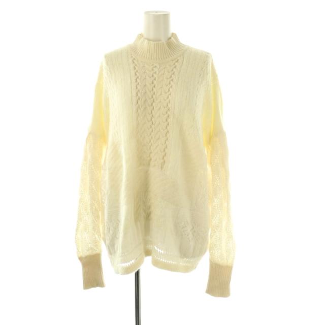 【中古】マメクロゴウチ  MM19AW-KN060 Mixed Cable Knit Pullover ミックスケーブルニット セーター 長袖 ウール混 1