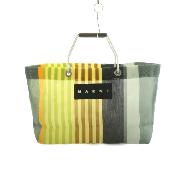 【中古】マルニ MARNI フラワーマーケット トートバッグ ストライプ柄 マルチカラー /MI ■OS レディース