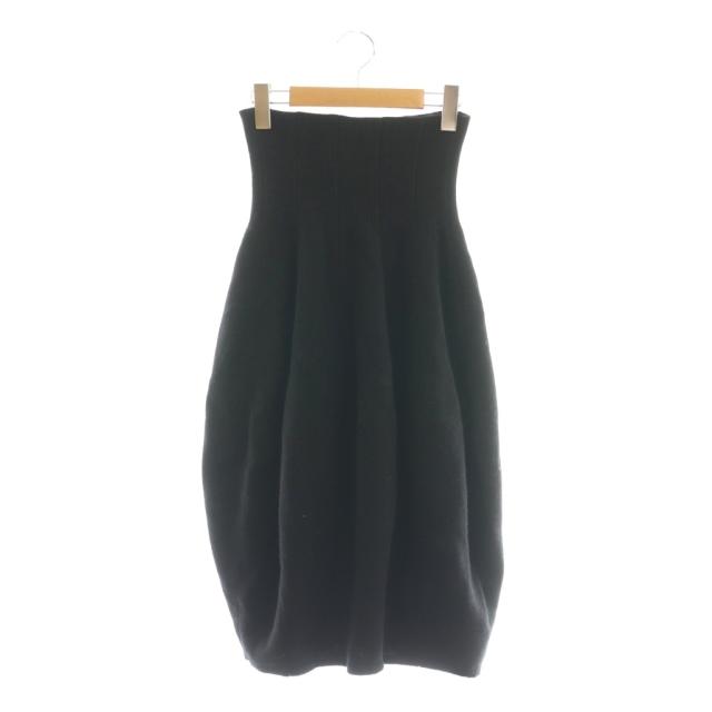 【中古】ハルノブムラタ HARUNOBUMURATA 24AW KIDY スカート コクーンスカート ミディ丈 ひざ丈 36 ブラック