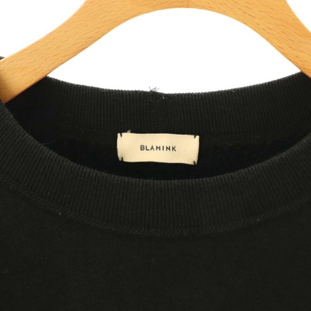【中古】ブラミンク BLAMINK 吊裏毛ロゴショートスリーブプルオーバー スウェット トレーナー ブラック /CX ■OS_4