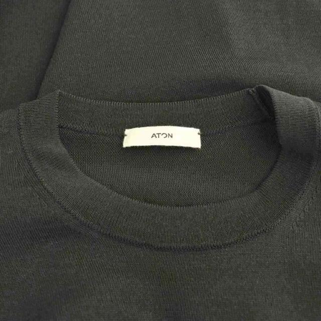 【中古】エイトン ATON 25SS WASHI KNIT クルーネックセーター ニット 五分袖 2 チャコールグレー KRAGGM0406_4