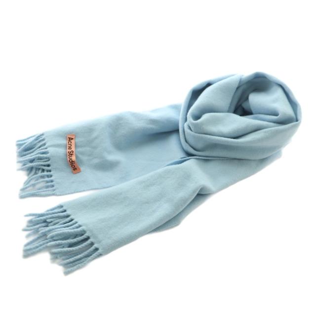 【中古】アクネ ストゥディオズ マフラー ウール フリンジ ライトブルー 水色 CA0210 /MI ■OS ■SH レディース