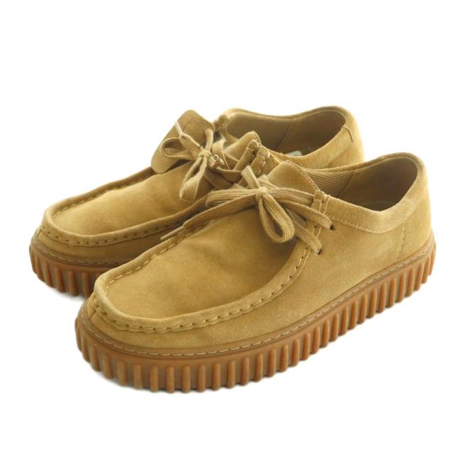 【中古】クラークス clarks Torhill Lo レースアップシューズ スエード US8 26.0cm ベージュ 26173471 ■OS メンズ
