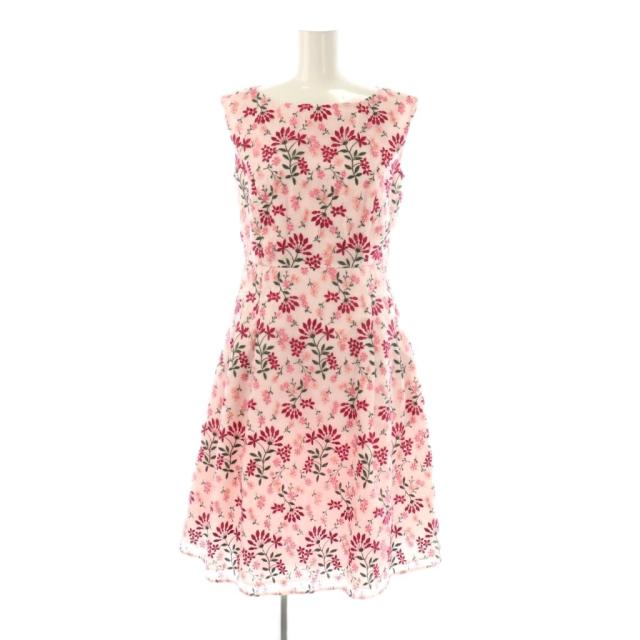 【中古】トッカ TOCCA 洗える SOPHIA GARDEN ドレス ワンピース ノースリーブ 膝丈 刺繍 0 ピンク