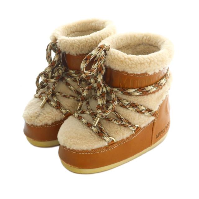 【中古】クロエ × ムーンブーツ ムートンブーツ ショートブーツ EU35 22.0cm ベージュ アイボリー CHC21W534W025N35W