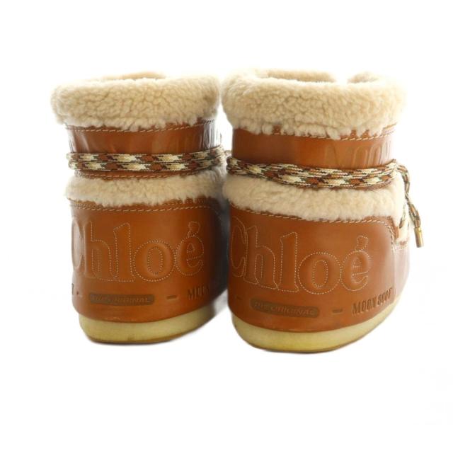 【中古】クロエ × ムーンブーツ ムートンブーツ ショートブーツ EU35 22.0cm ベージュ アイボリー CHC21W534W025N35W