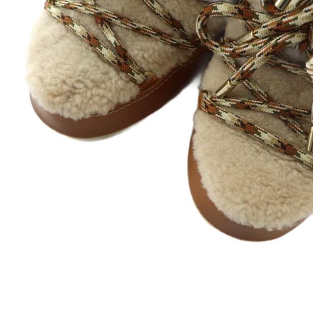 【中古】クロエ × ムーンブーツ ムートンブーツ ショートブーツ EU35 22.0cm ベージュ アイボリー CHC21W534W025N35W