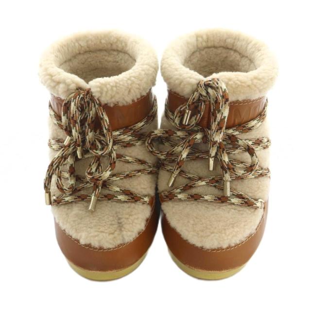 【中古】クロエ × ムーンブーツ ムートンブーツ ショートブーツ EU35 22.0cm ベージュ アイボリー CHC21W534W025N35W