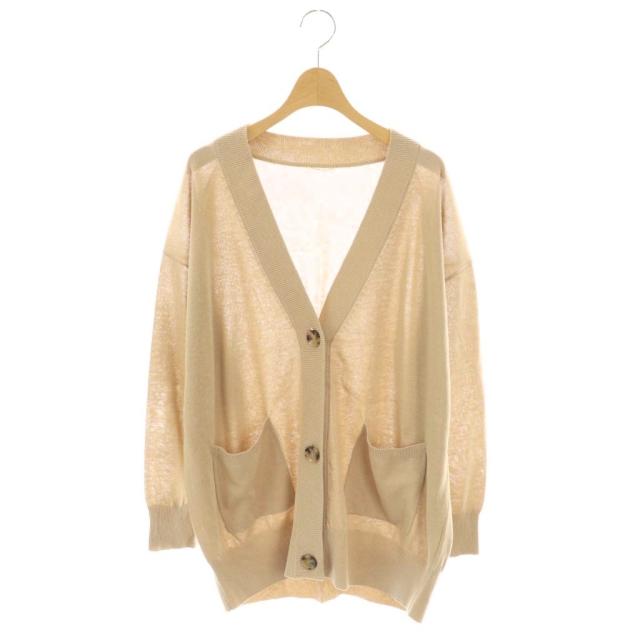 【中古】アパルトモン ドゥーズィエムクラス 23SS Oversize カーディガン ニット 長袖 Vネック ベージュ