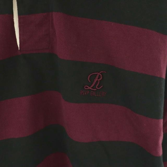 【中古】エーゴールドイー × RSVPRugby ラガーシャツ カットソー 長袖 ボーダー S ボルドー ブラック ホワイト_3