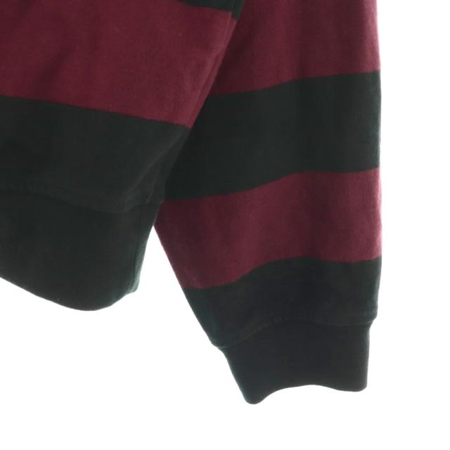 【中古】エーゴールドイー × RSVPRugby ラガーシャツ カットソー 長袖 ボーダー S ボルドー ブラック ホワイト_4