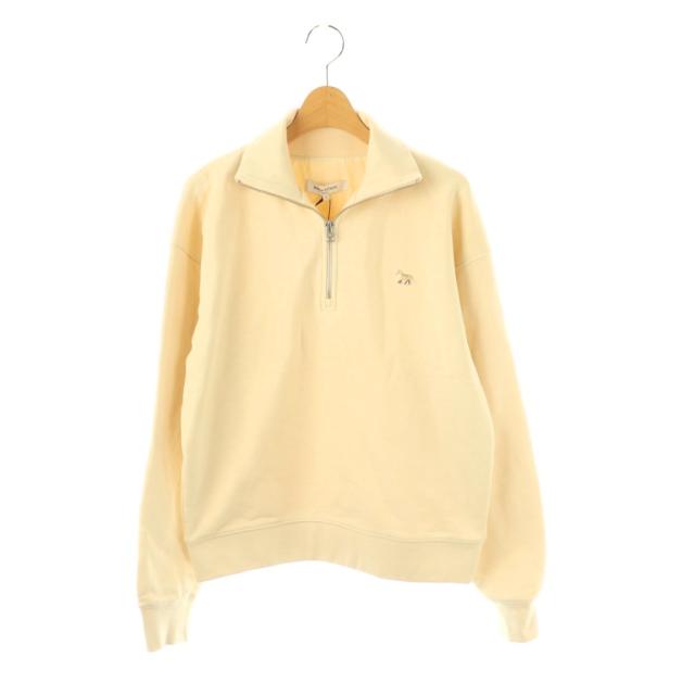 【中古】未使用品 メゾンキツネ MAISON KITSUNE ハーフジップスウェットシャツ S ベージュ /AG ■OS ■SH レディース