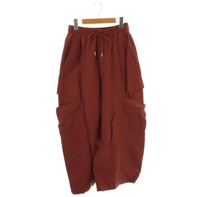 【中古】ビューティフルピープル 24SS linen cotton satin bow silhouette ワイドパンツ イージーパンツ 36