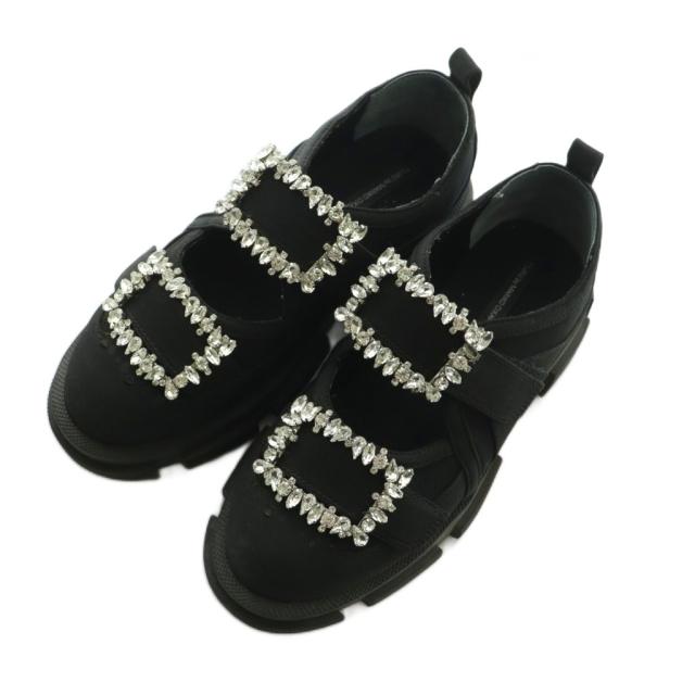 【中古】ツル バイ マリコオイカワ Lala スニーカー シューズ ビジューバックル付きラバーソール 36 22.5cm 黒