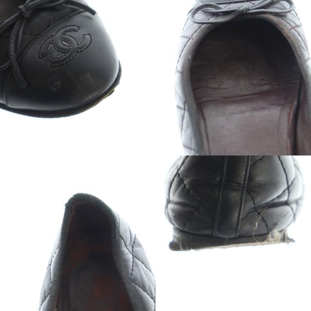 【中古】シャネル CHANEL バレエシューズ ココマーク 36.5 23.5cm 黒 ブラック /MI ■OS レディース