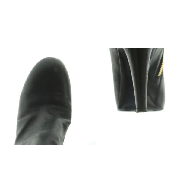 【中古】シャネル CHANEL ショートブーツ パールヒール 39C 24.5cm 黒 ブラック /MI ■OS レディース