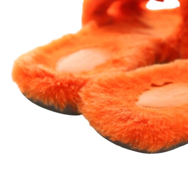 【中古】エルメス HERMES Oran オラン ムートン フラットサンダル ミュール 36.5 23.5cm オレンジ /AQ ■OS