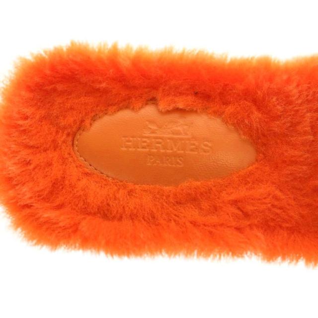【中古】エルメス HERMES Oran オラン ムートン フラットサンダル ミュール 36.5 23.5cm オレンジ /AQ ■OS