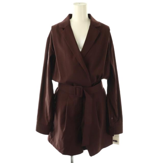 【中古】エイミーイストワール eimy istoire テーラードシャツロンパース オールインワン 長袖 38 ブラウン /HK ■OS