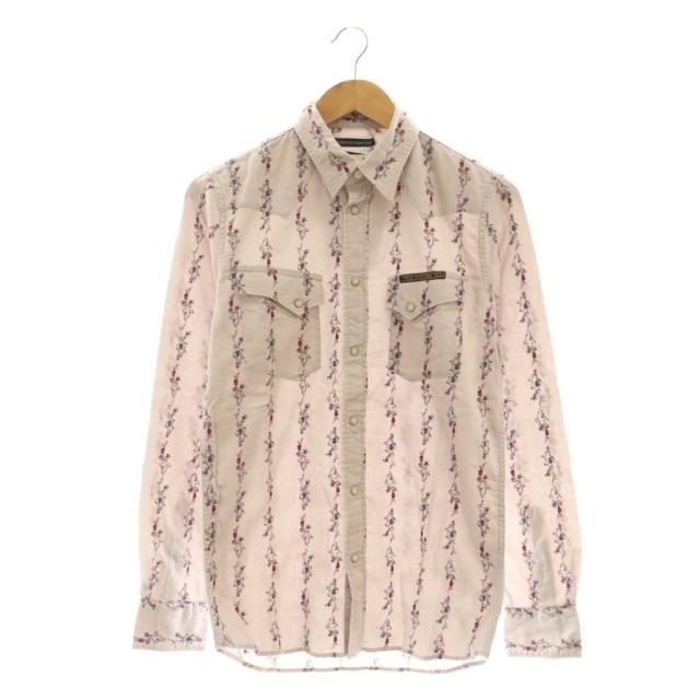 【中古】未使用品 ジィ ヒステリック トリプルエックス スカルフラワーウエスタンシャツ 長袖 M グレー