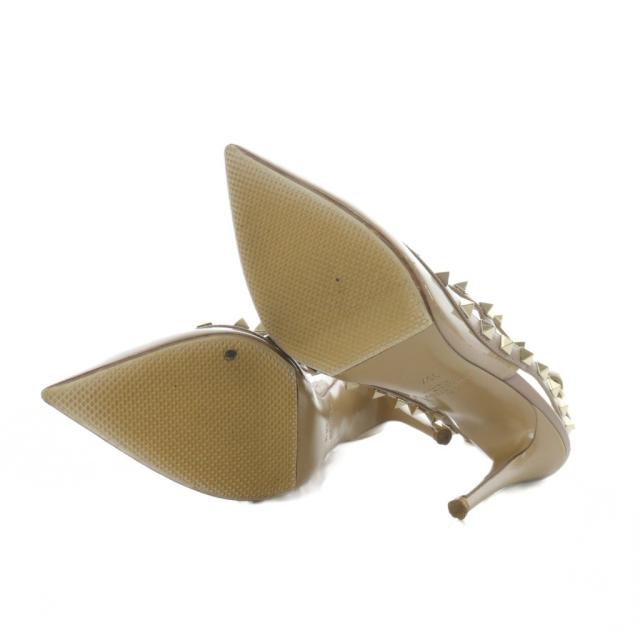 【中古】ヴァレンティノ ガラヴァーニ VALENTINO GARAVANI パンプス 35.5 22.5cm ピンクベージュ スタッズ エナメル