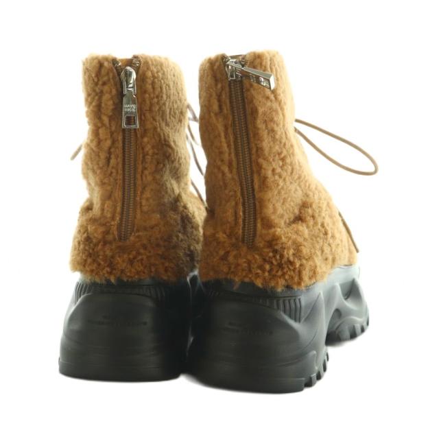【中古】メゾンマーベリックプレゼンツ スニーカーブーツ ショートブーツ エコムートン ボア 厚底 23.5cm 茶色 MS2531