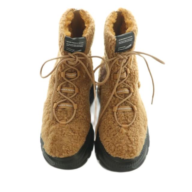 【中古】メゾンマーベリックプレゼンツ スニーカーブーツ ショートブーツ エコムートン ボア 厚底 23.5cm 茶色 MS2531