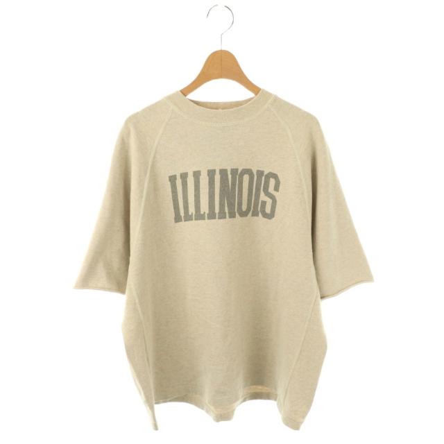 【中古】未使用品 レミレリーフ REMI RELIEF 天竺ラグラン プリントT Tシャツ カットソー ロゴ M グレージュ /CX ■OS