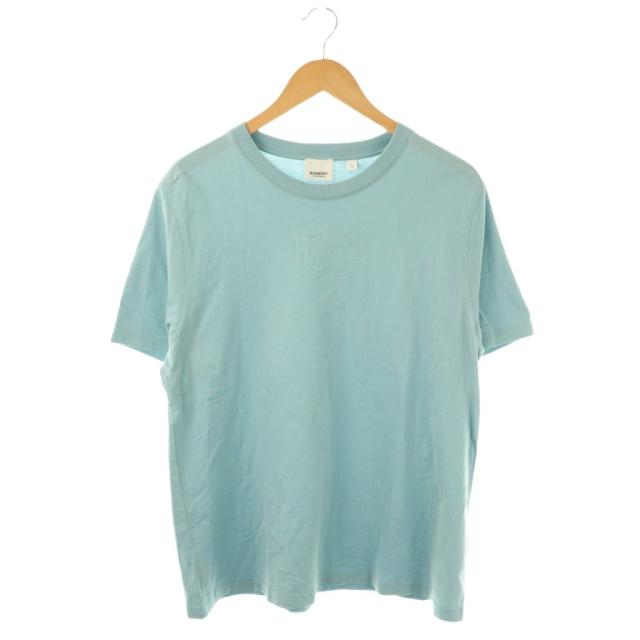 【中古】バーバリー BURBERRY リーフロゴ コットンTシャツ カットソー 半袖 XL 水色 /NR ■OS レディース