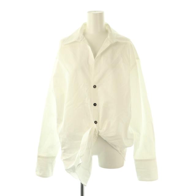 【中古】フェラガモ FERRAGAMO コットンドレスシャツ 長袖 44 ホワイト /HK ■OS レディース