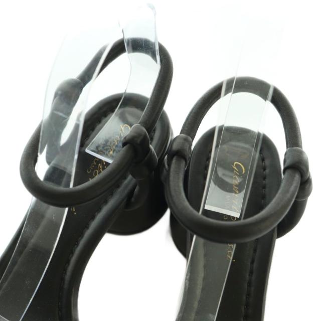 【中古】ジャンヴィトロッシ cassis ノットディティールサンダル レザー チャンキーヒール 37.5 24.5cm 黒 ブラック