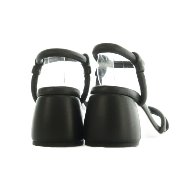 【中古】ジャンヴィトロッシ cassis ノットディティールサンダル レザー チャンキーヒール 37.5 24.5cm 黒 ブラック