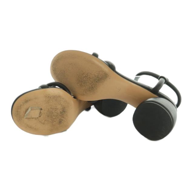 【中古】ジャンヴィトロッシ cassis ノットディティールサンダル レザー チャンキーヒール 37.5 24.5cm 黒 ブラック