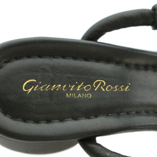 【中古】ジャンヴィトロッシ cassis ノットディティールサンダル レザー チャンキーヒール 37.5 24.5cm 黒 ブラック