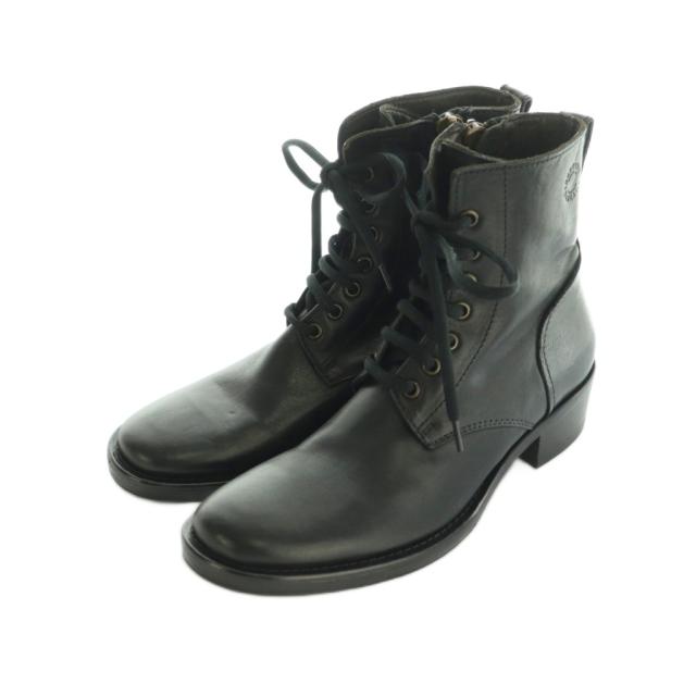 【中古】ブッテロ サイドジップ ショートブーツ レースアップ 36.5 23.5cm 黒 ブラック B2904 /MI ■OS レディース