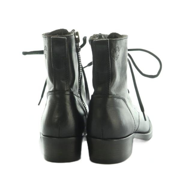 【中古】ブッテロ サイドジップ ショートブーツ レースアップ 36.5 23.5cm 黒 ブラック B2904 /MI ■OS レディース