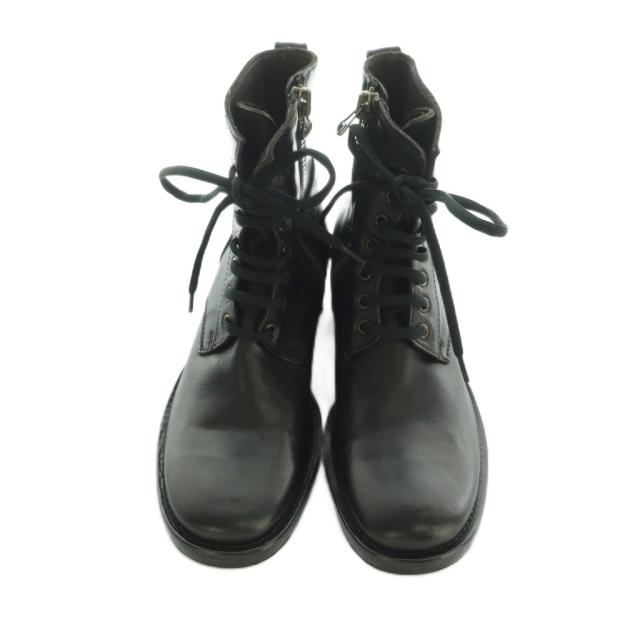 【中古】ブッテロ サイドジップ ショートブーツ レースアップ 36.5 23.5cm 黒 ブラック B2904 /MI ■OS レディース