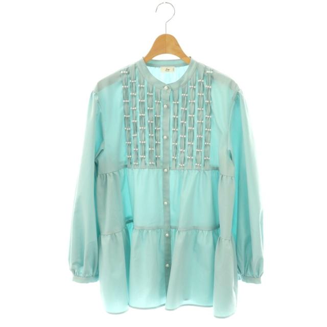 【中古】ソーノ SONO 24年 ビジューパールティアードフレアブラウス シルク混 F スモークグリーン /ES ■OS