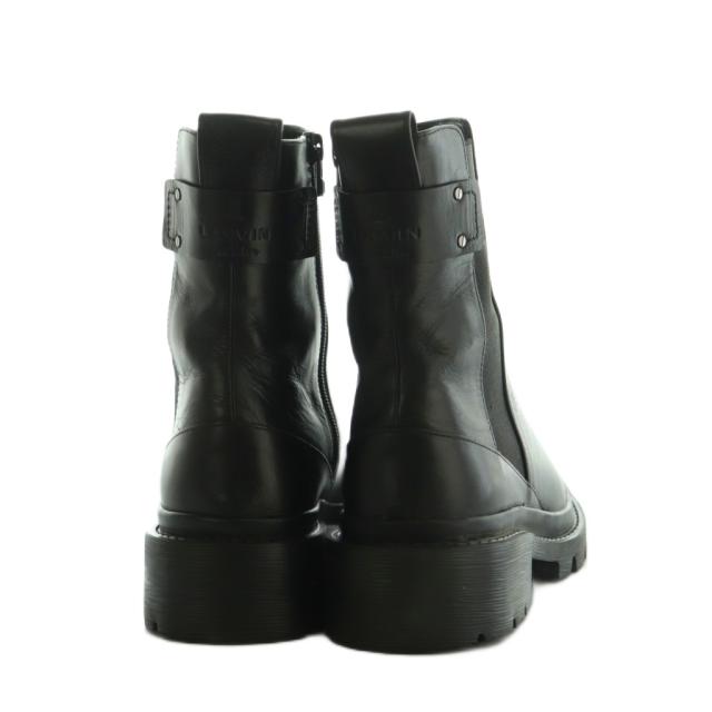 【中古】ランバンオンブルー ショートブーツ サイドゴア タンクソール レザー 24.5cm 黒 ブラック 27180100