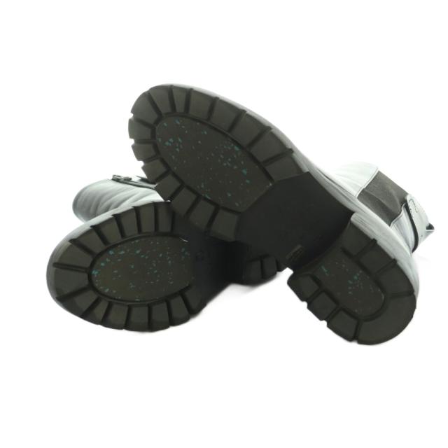 【中古】ランバンオンブルー ショートブーツ サイドゴア タンクソール レザー 24.5cm 黒 ブラック 27180100