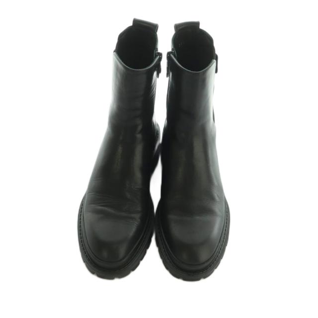 【中古】ランバンオンブルー ショートブーツ サイドゴア タンクソール レザー 24.5cm 黒 ブラック 27180100