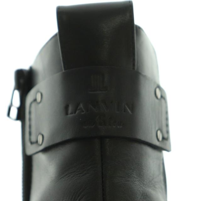 【中古】ランバンオンブルー ショートブーツ サイドゴア タンクソール レザー 24.5cm 黒 ブラック 27180100