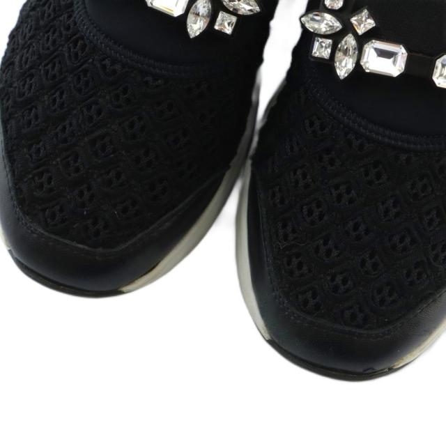 【中古】ロジェヴィヴィエ ヴィヴ ラン スニーカー シューズ ビジュー装飾 37.5 24.5cm 黒 ブラック ■OS レディース