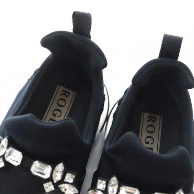 【中古】ロジェヴィヴィエ ヴィヴ ラン スニーカー シューズ ビジュー装飾 37.5 24.5cm 黒 ブラック ■OS レディース