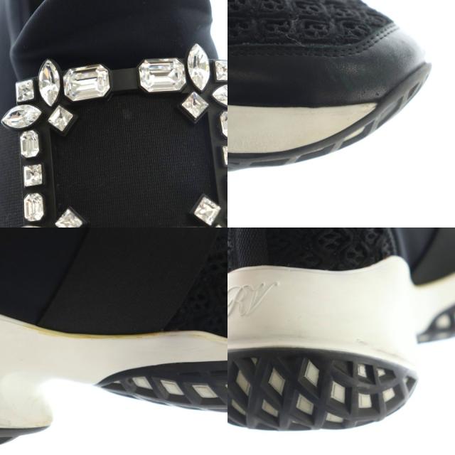 【中古】ロジェヴィヴィエ ヴィヴ ラン スニーカー シューズ ビジュー装飾 37.5 24.5cm 黒 ブラック ■OS レディース