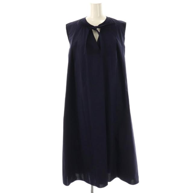 【中古】アドーア ADORE イージーコットンワンピース ノースリーブ 38 ネイビー /ES ■OS レディース