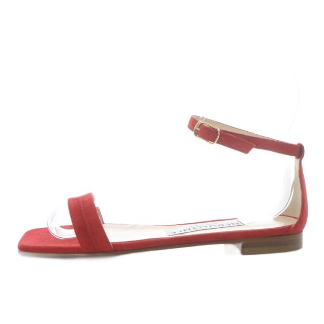 【中古】未使用品 ネブローニ BEAMS 別注 ストラップ フラットサンダル スクエアトゥ スエード 36 レッド /YO21