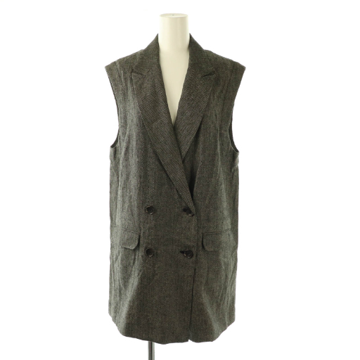 【中古】ガリャルダガランテ GALLARDAGALANTE 24SS リネンダブルベスト 前開き F ダークグレー /NR ■OS レディース