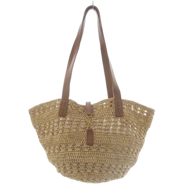 【中古】サンローラン パリ パニエ スモールクロシェ かごバッグ トートバッグ ラフィア ナチュラル 685618 /YO16