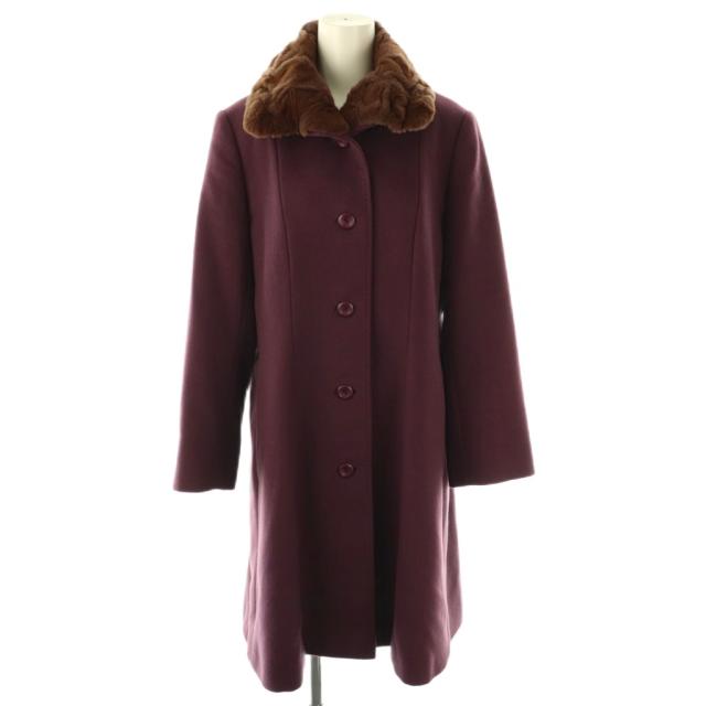 【中古】レリアン Leilian カシミヤ コート ロング 9 ボルドー /HK ■OS レディース